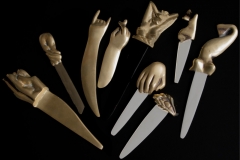 Espatulas diversas em bronze e osso